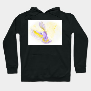 Flying cockatoo yellow and purple - wild bird watercolor painting Hoodie